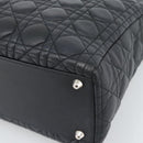 Christian Dior Lady Dior Canage Hand Bag Lamb Skin Black Silver Auth 194856V-12
