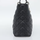 Christian Dior Lady Dior Canage Hand Bag Lamb Skin Black Silver Auth 194856V-4
