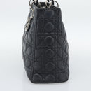 Christian Dior Lady Dior Canage Hand Bag Lamb Skin Black Silver Auth 194856V-5