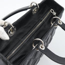 Christian Dior Lady Dior Canage Hand Bag Lamb Skin Black Silver Auth 194856V-6