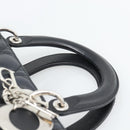 Christian Dior Lady Dior Canage Hand Bag Lamb Skin Black Silver Auth 194856V-8