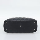 Christian Dior Lady Dior Canage Hand Bag Lamb Skin Black Silver Auth 194856V-9