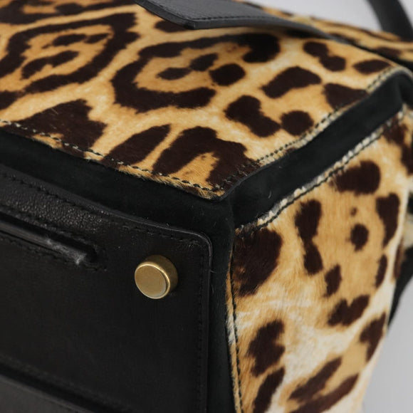 SAINT LAURENT Muse Toe Leopard Pattern Bag Harako Leather Brown Auth 194857V