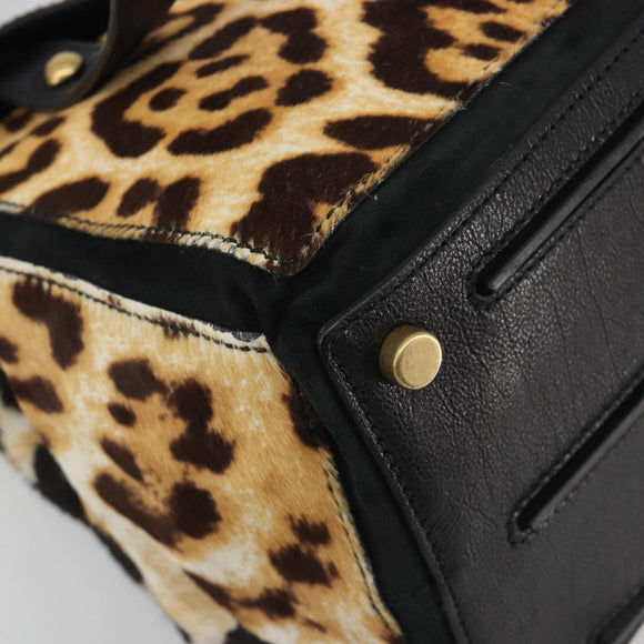 SAINT LAURENT Muse Toe Leopard Pattern Bag Harako Leather Brown Auth 194857V