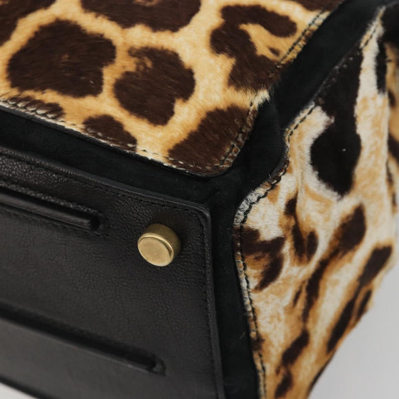 SAINT LAURENT Muse Toe Leopard Pattern Bag Harako Leather Brown Auth 194857V