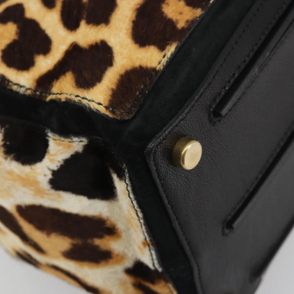 SAINT LAURENT Muse Toe Leopard Pattern Bag Harako Leather Brown Auth 194857V