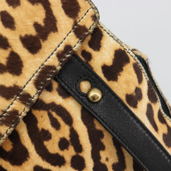 SAINT LAURENT Muse Toe Leopard Pattern Bag Harako Leather Brown Auth 194857V