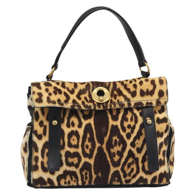 SAINT LAURENT Muse Toe Leopard Pattern Bag Harako Leather Brown Auth 194857V - 0