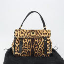 SAINT LAURENT Muse Toe Leopard Pattern Bag Harako Leather Brown Auth 194857V-26