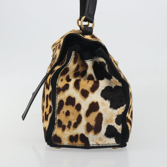 SAINT LAURENT Muse Toe Leopard Pattern Bag Harako Leather Brown Auth 194857V
