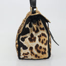 SAINT LAURENT Muse Toe Leopard Pattern Bag Harako Leather Brown Auth 194857V-5