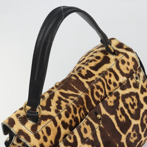 SAINT LAURENT Muse Toe Leopard Pattern Bag Harako Leather Brown Auth 194857V