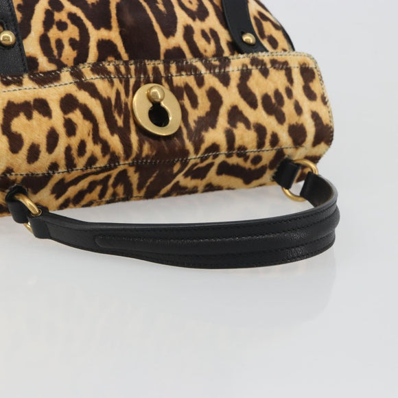 SAINT LAURENT Muse Toe Leopard Pattern Bag Harako Leather Brown Auth 194857V