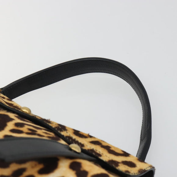 SAINT LAURENT Muse Toe Leopard Pattern Bag Harako Leather Brown Auth 194857V