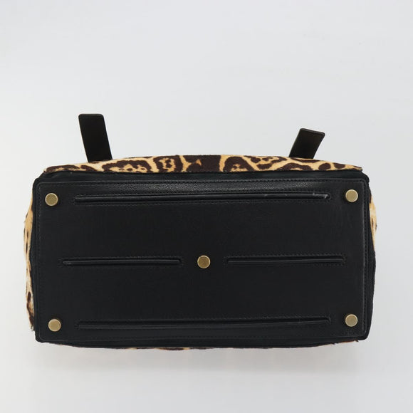 SAINT LAURENT Muse Toe Leopard Pattern Bag Harako Leather Brown Auth 194857V