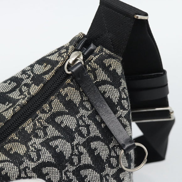 Christian Dior Trotter Canvas Shoulder Bag Gray Silver Auth 194858A