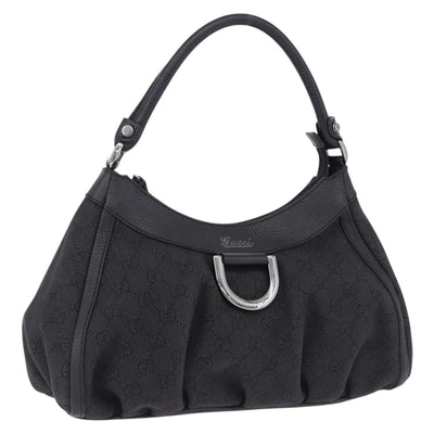GUCCI GG Canvas Abbey Shoulder Bag Black Silver 265692 Auth 194859V