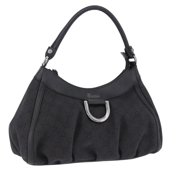 GUCCI GG Canvas Abbey Shoulder Bag Black Silver 265692 Auth 194859V