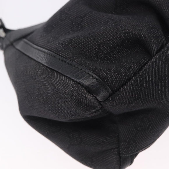GUCCI GG Canvas Abbey Shoulder Bag Black Silver 265692 Auth 194859V