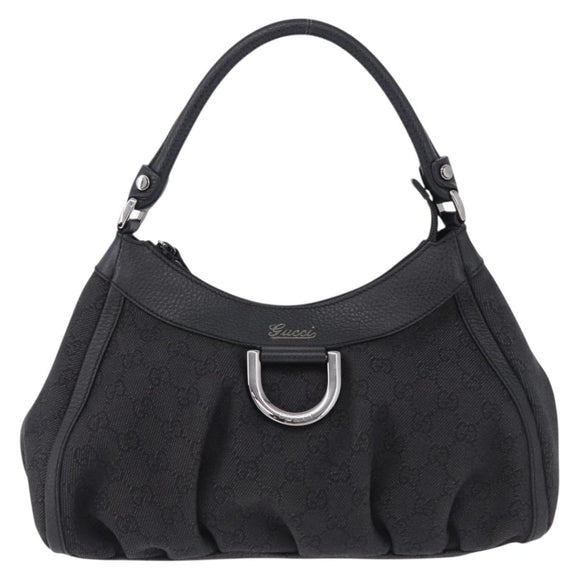 GUCCI GG Canvas Abbey Shoulder Bag Black Silver 265692 Auth 194859V