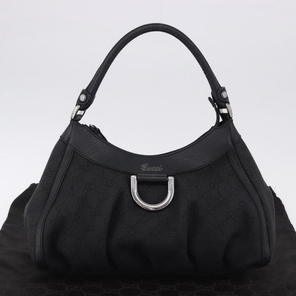 GUCCI GG Canvas Abbey Shoulder Bag Black Silver 265692 Auth 194859V