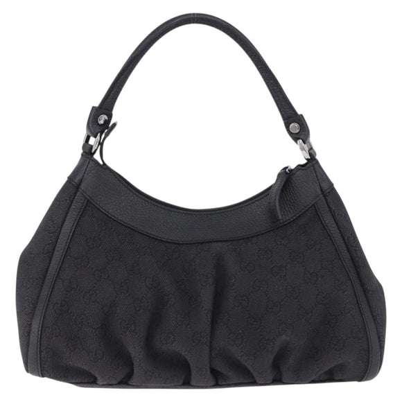 GUCCI GG Canvas Abbey Shoulder Bag Black Silver 265692 Auth 194859V