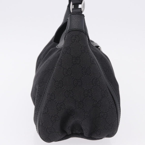 GUCCI GG Canvas Abbey Shoulder Bag Black Silver 265692 Auth 194859V