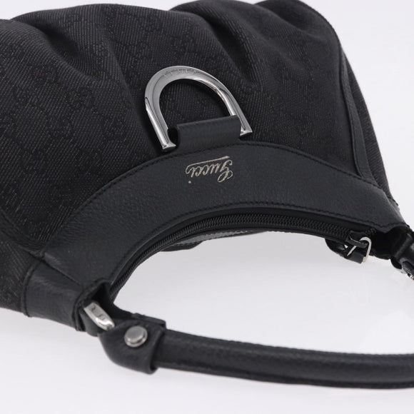 GUCCI GG Canvas Abbey Shoulder Bag Black Silver 265692 Auth 194859V