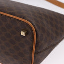 CELINE Macadam Canvas Hand Bag PVC Leather Brown Gold Auth 194864V-15