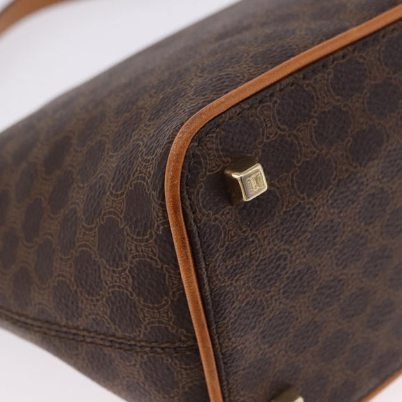 CELINE Macadam Canvas Hand Bag PVC Leather Brown Gold Auth 194864V