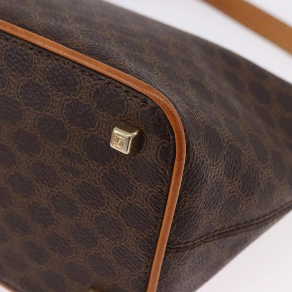 CELINE Macadam Canvas Hand Bag PVC Leather Brown Gold Auth 194864V