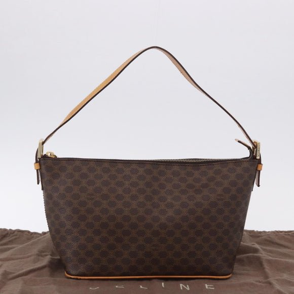CELINE Macadam Canvas Hand Bag PVC Leather Brown Gold Auth 194864V