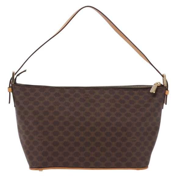 CELINE Macadam Canvas Hand Bag PVC Leather Brown Gold Auth 194864V
