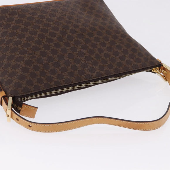 CELINE Macadam Canvas Hand Bag PVC Leather Brown Gold Auth 194864V