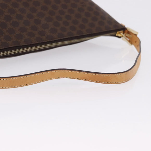CELINE Macadam Canvas Hand Bag PVC Leather Brown Gold Auth 194864V