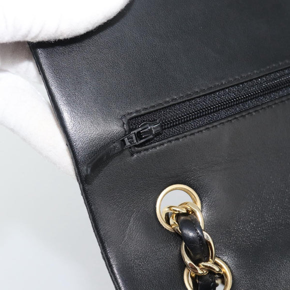 CHANEL Matelasse 30 Chain Shoulder Bag Lamb Skin Gold Black CC Auth 194866SM