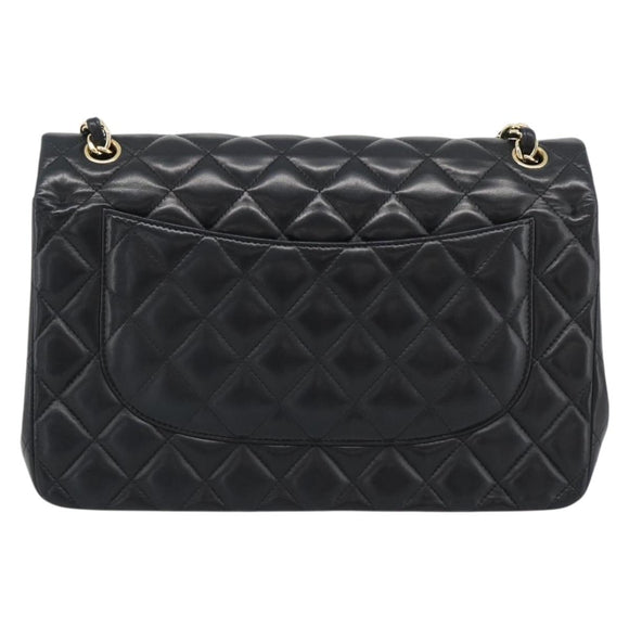 CHANEL Matelasse 30 Chain Shoulder Bag Lamb Skin Gold Black CC Auth 194866SM