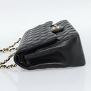 CHANEL Matelasse 30 Chain Shoulder Bag Lamb Skin Gold Black CC Auth 194866SM-3