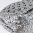 BOTTEGA VENETA INTRECCIATO Chain Shoulder Bag Leather Silver Auth 194867V-9
