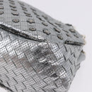 BOTTEGA VENETA INTRECCIATO Chain Shoulder Bag Leather Silver Auth 194867V-14