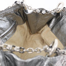 BOTTEGA VENETA INTRECCIATO Chain Shoulder Bag Leather Silver Auth 194867V-18