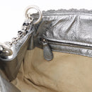 BOTTEGA VENETA INTRECCIATO Chain Shoulder Bag Leather Silver Auth 194867V-20
