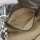 BOTTEGA VENETA INTRECCIATO Chain Shoulder Bag Leather Silver Auth 194867V-11