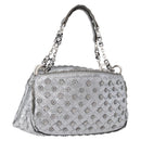 BOTTEGA VENETA INTRECCIATO Chain Shoulder Bag Leather Silver Auth 194867V-1