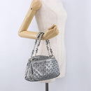 BOTTEGA VENETA INTRECCIATO Chain Shoulder Bag Leather Silver Auth 194867V-21