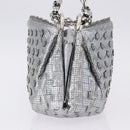 BOTTEGA VENETA INTRECCIATO Chain Shoulder Bag Leather Silver Auth 194867V-4