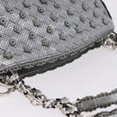 BOTTEGA VENETA INTRECCIATO Chain Shoulder Bag Leather Silver Auth 194867V-6