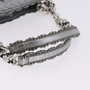 BOTTEGA VENETA INTRECCIATO Chain Shoulder Bag Leather Silver Auth 194867V-7
