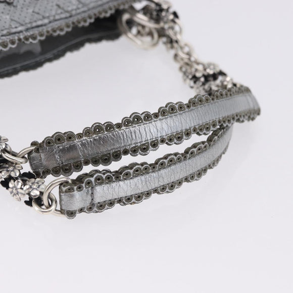 BOTTEGA VENETA INTRECCIATO Chain Shoulder Bag Leather Silver Auth 194867V