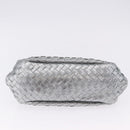 BOTTEGA VENETA INTRECCIATO Chain Shoulder Bag Leather Silver Auth 194867V-5